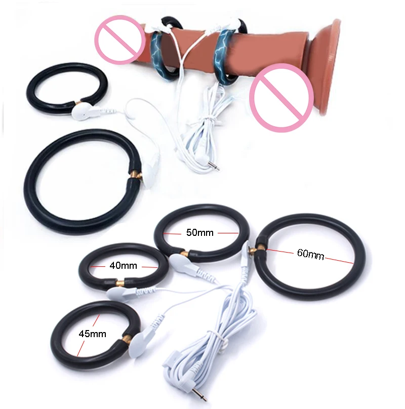 E stim Electrosex Penis Cock Ring Chastity Cage ,Electric Shocker Estim Cockring, Electrostimulation Glans Trainer Male Sex Toy