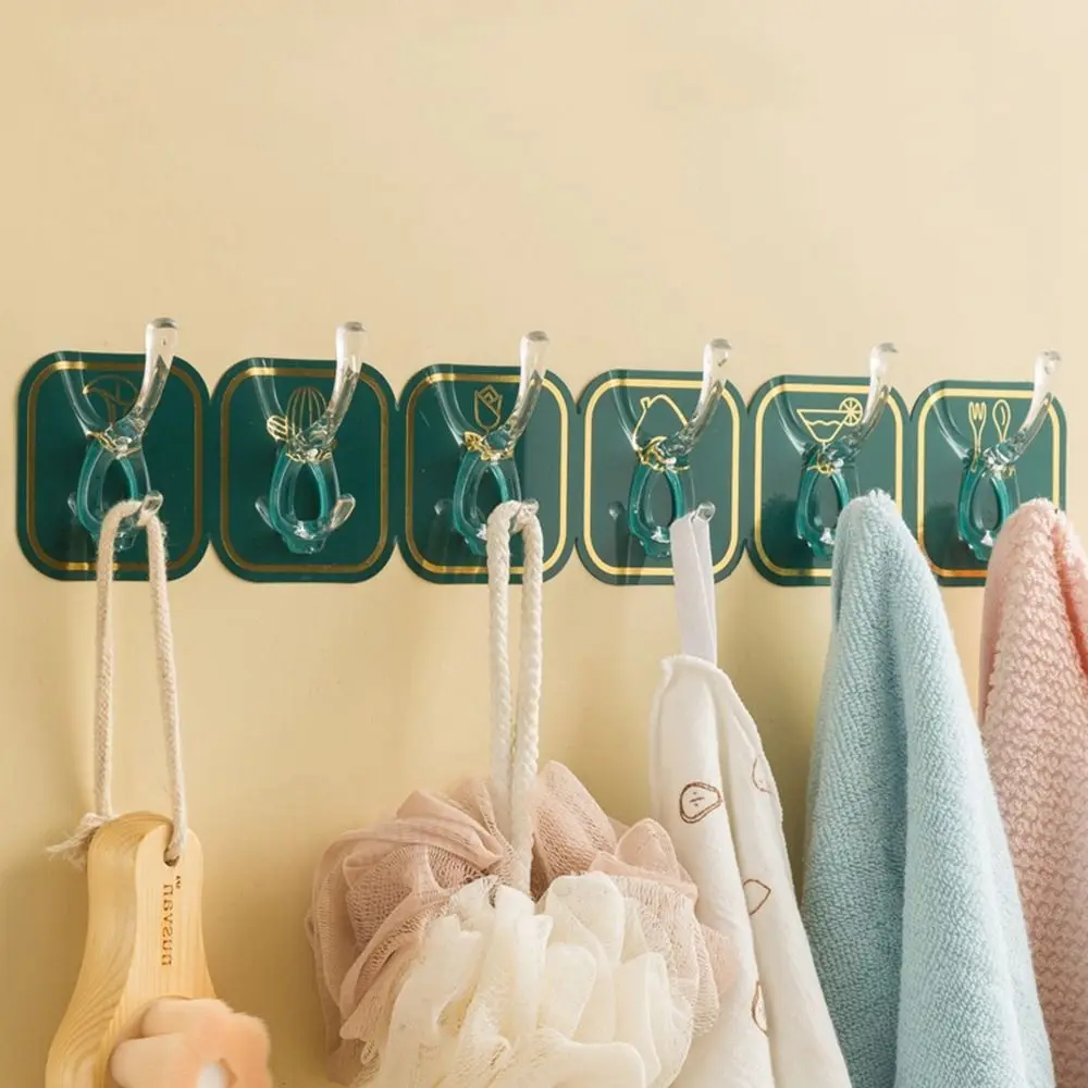 

Punch-Free Six Row For Kitchen Bathroom Traceless Non-slip Wall Hook Sticky Hook Home Storage Tools Wall Hanger