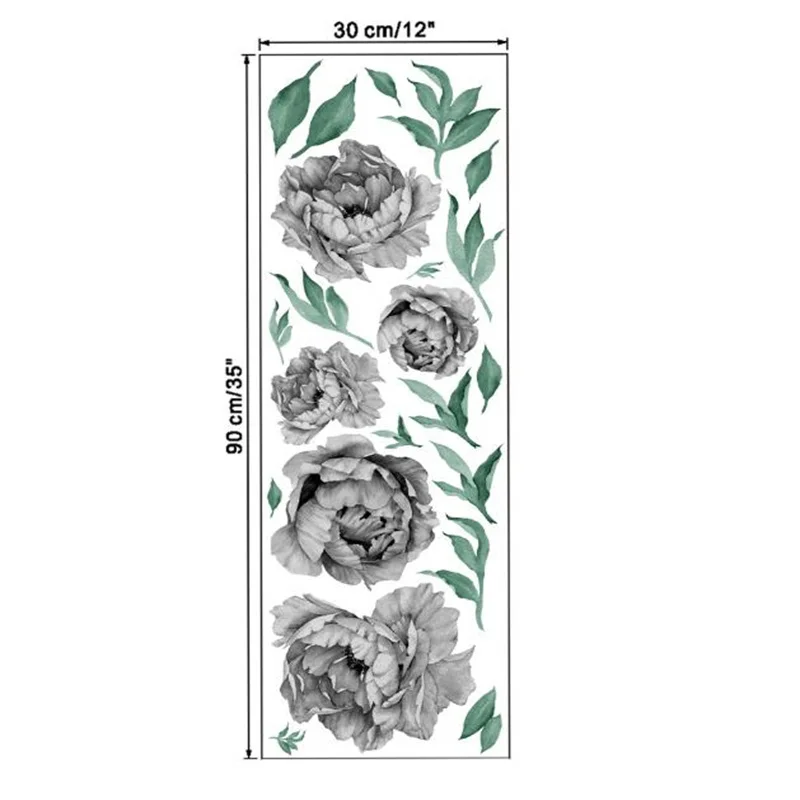 1Pcs Peony Flowers Rich Flower Group Wall Stickers For LivingRoom Sofa Self-Adhesive Painting Home Decoration Wall Decal 30*90CM