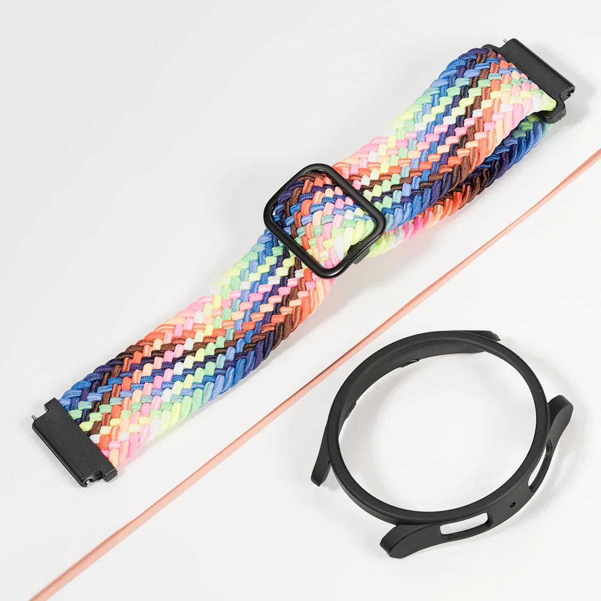 Nylon Braided Smartwatch Band with Protective Case - Stylish Strap Bracelet and PC Bumper Cover