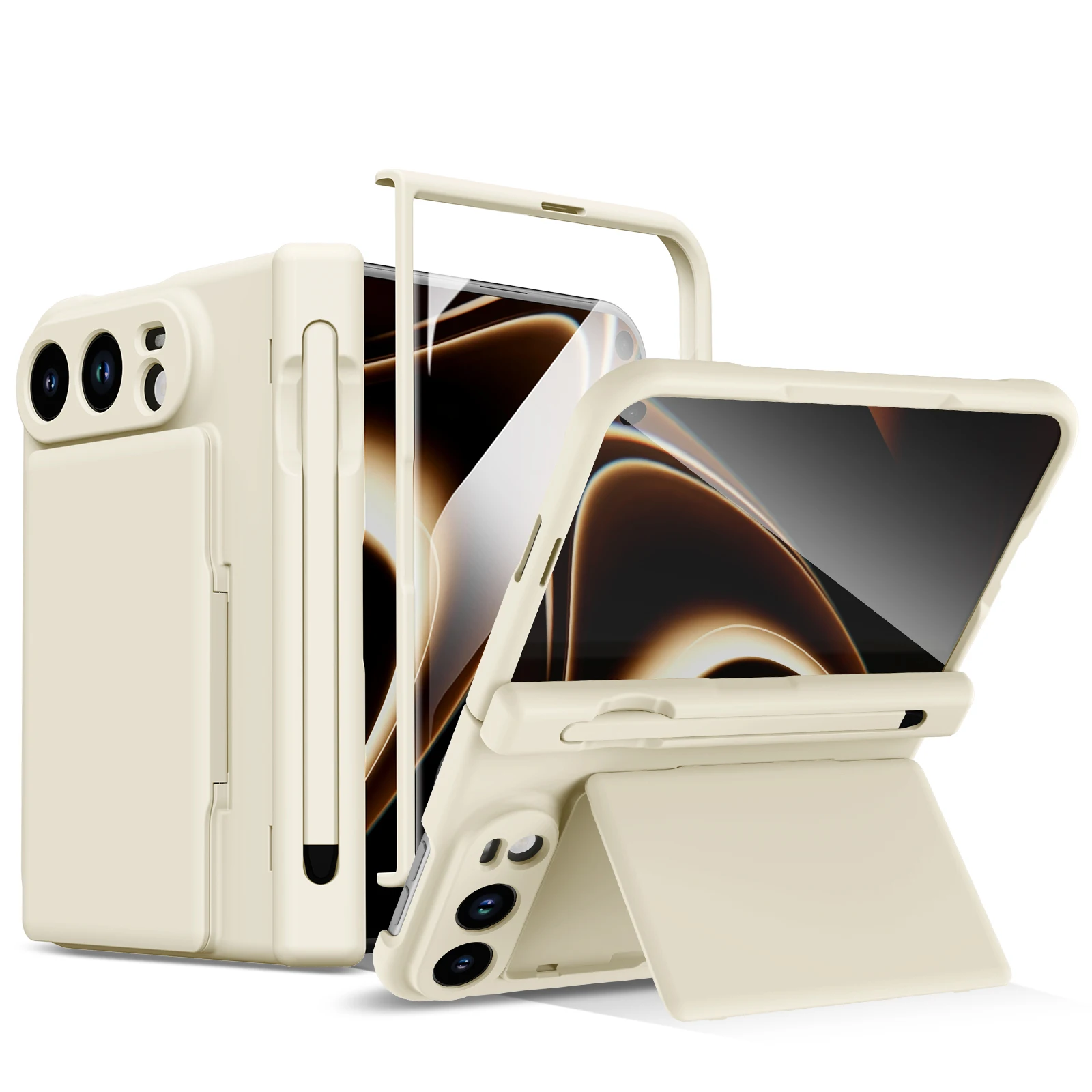 S Pen Holder Phone Case with Hinge Protection, Card Holder, Stand, Screen Protector, and Wallet Functionality