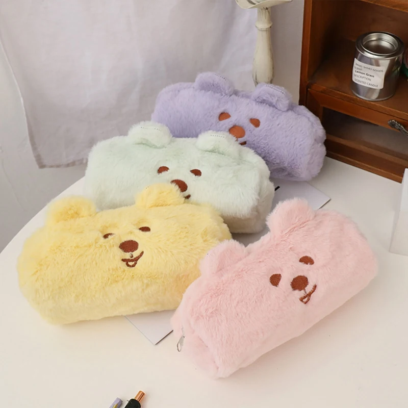 

1Pc Kawaii Pencil Case Big Plush Bear School Pencil Case Stationery Bear Cute Pen Case For Girls Pencil Bags