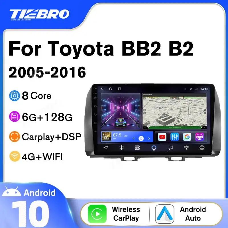 

Автомобильный радиоприемник Tiebro для Toyota BB2 B2 2005-2016 2DIN Android 10 автомобильный стерео GPS-навигатор автомобильный радиоприемник Автомобильный мультимедийный плеер 6G + 128G