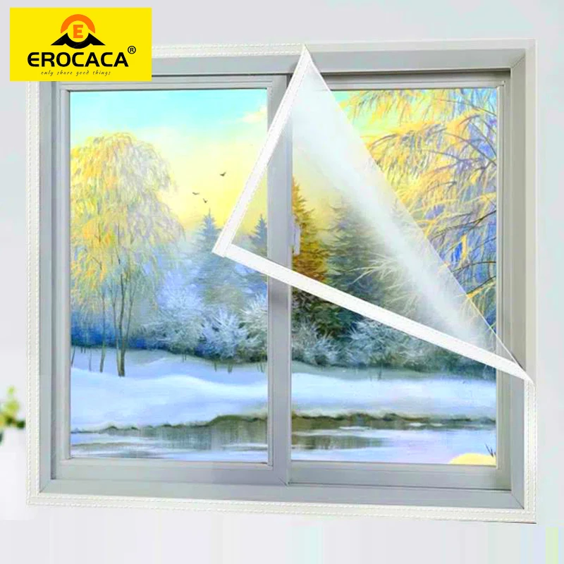 

EROCACA Winter Window Insulation Film Indoor Windproof Warm Self-Adhesive For Energy Saving Clear Soft Glass Shrink Heat Film