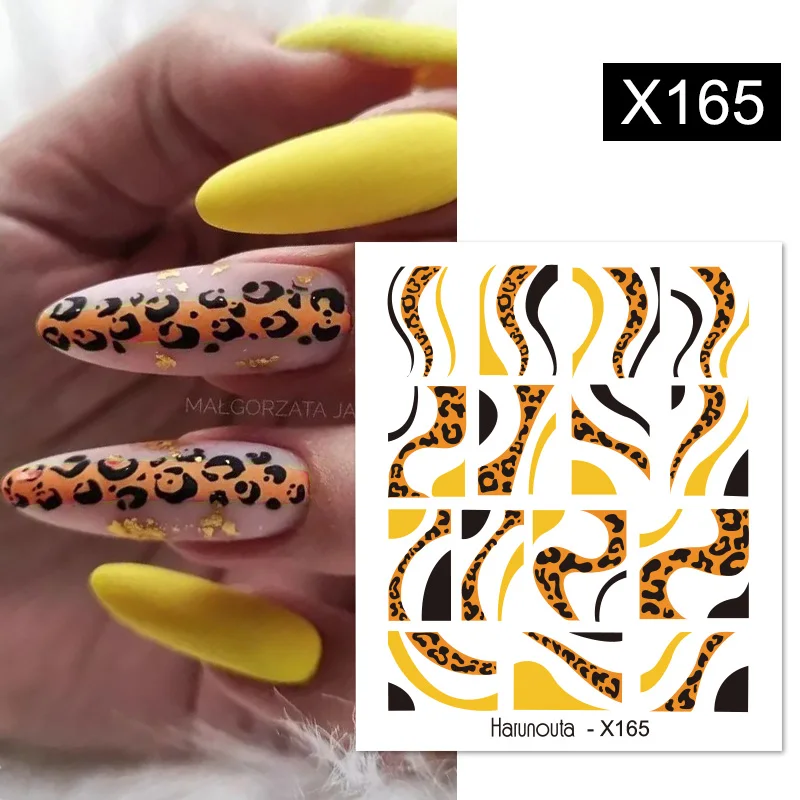 Nail Stickers Harunouta Abstract Line Leopard Print Water Sticker Decals Flower Leaves Marble Slider Decoration For Autumn Nail Design,nail stickers,nail art decoration,nail decals,flower stickers