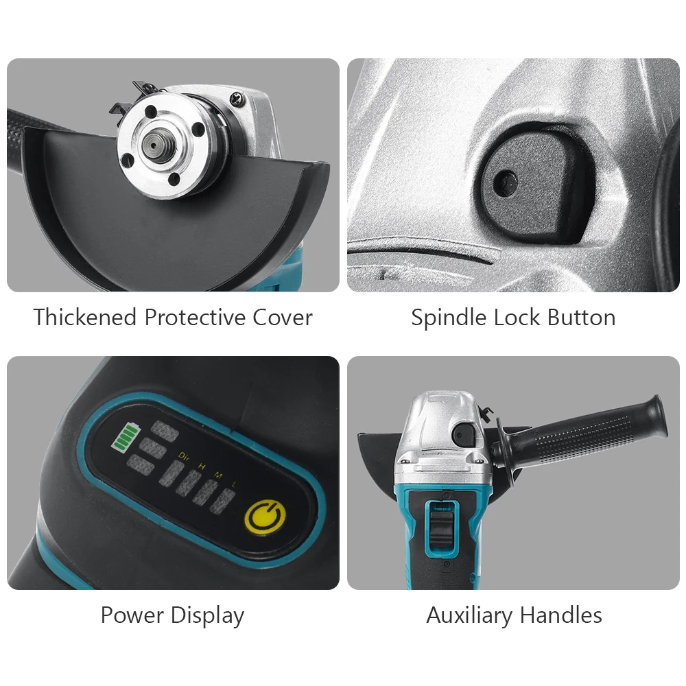Brushless Angle grinder rechargeable battery powered 4 speeds Electric Grinding machine Cutting Machine For Makita 18V Battery 5