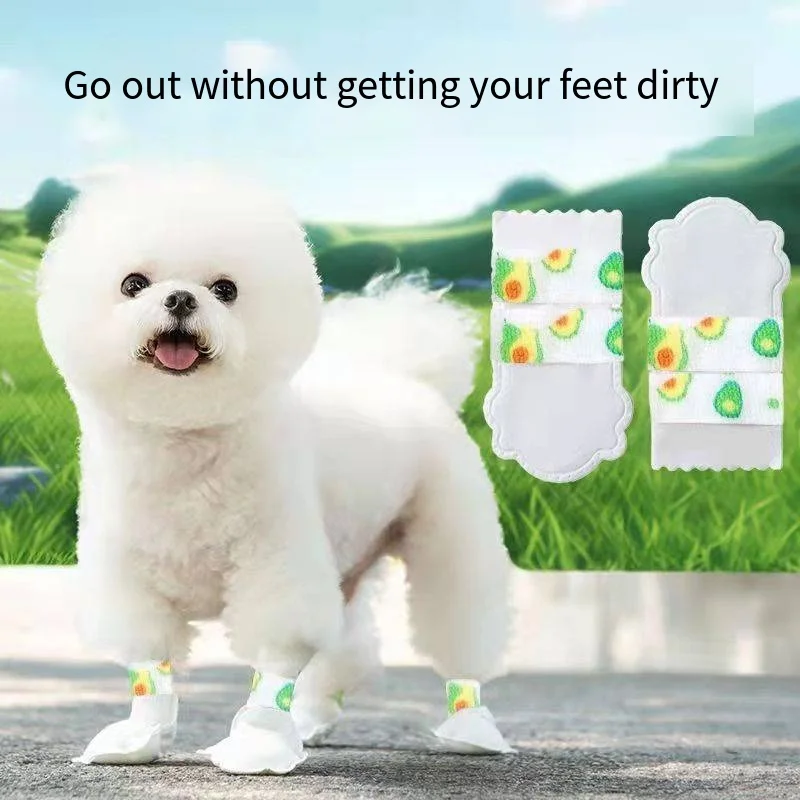 

Disposable pet dog shoes socks foot cover waterproof and soiled shoe cover is not easy to fall off teddy bear dog walking magic