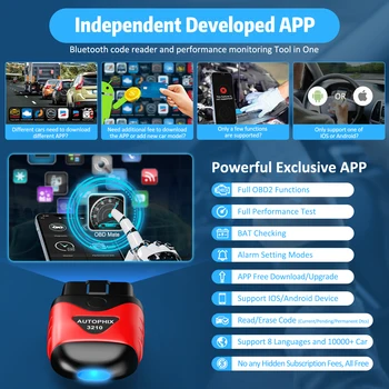 AUTOPHIX 3210 Bluetooth OBD2 Scanner Car Code Reader OBD 2 Scan Diagnostic Tools Battery Test Alarm Setting Performance Test 3