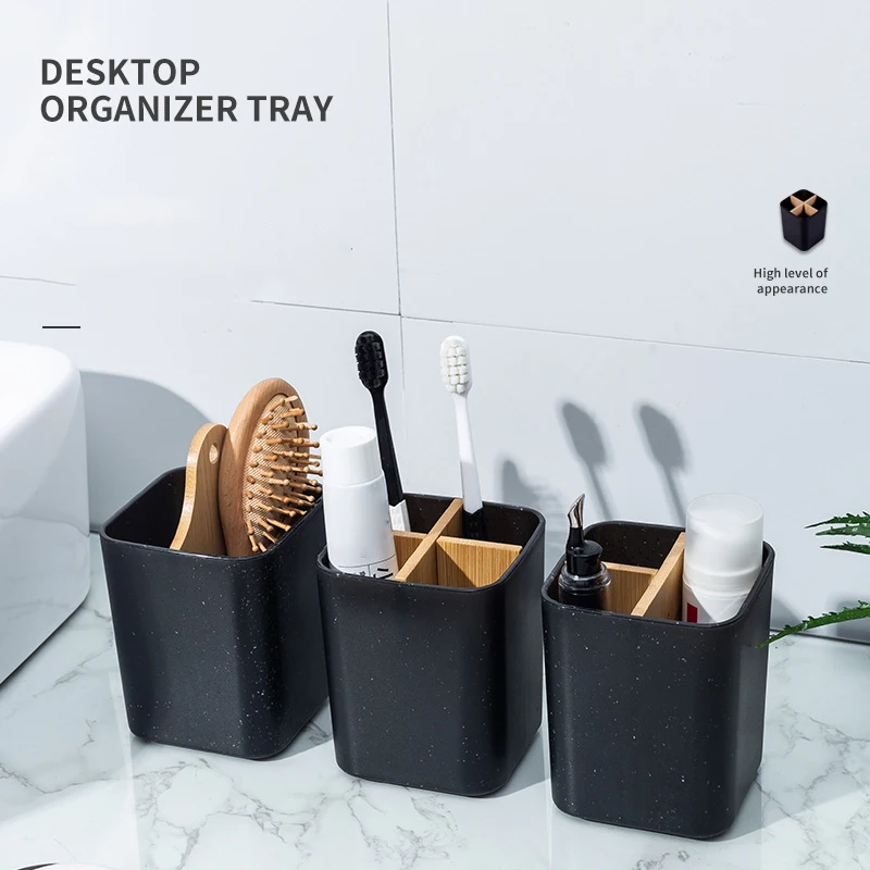 Bamboo Electric Toothbrush Holder Razor Makeup Brush Storage Box Toothpaste Toothbrush Stand Bathroom Bedroom Desktop Organizer 2