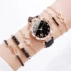 6PCS/Set Women's Watch Casual Flower Quartz Watch Analog PU Leather Wrist Watch & Bracelets 3