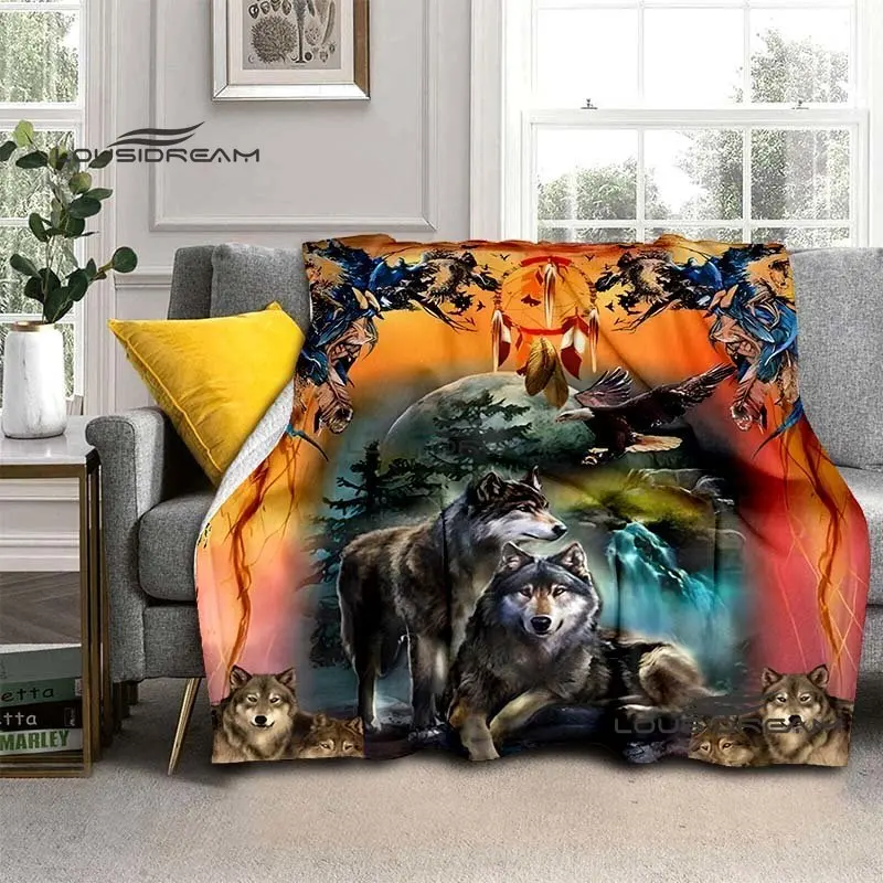 

Wolf pattern Throws Blanket 3D Printing Sofa Blanket Adults and Children Bedroom Living Room Decoration Blanket for Bed
