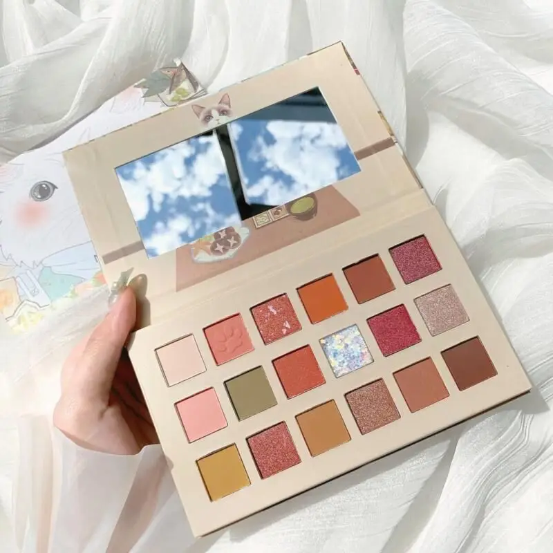 18 Color Cat Eyeshadow Palette ins pearlescent matte affordable eyeshadow palette for students is suitable for newbies eye shadow eye shadow plate