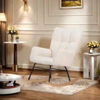 Rosahqnda Мягкое плюшевое кресло-качалка с подлокотниками и спинками Современная модная гостиная — изображение 4