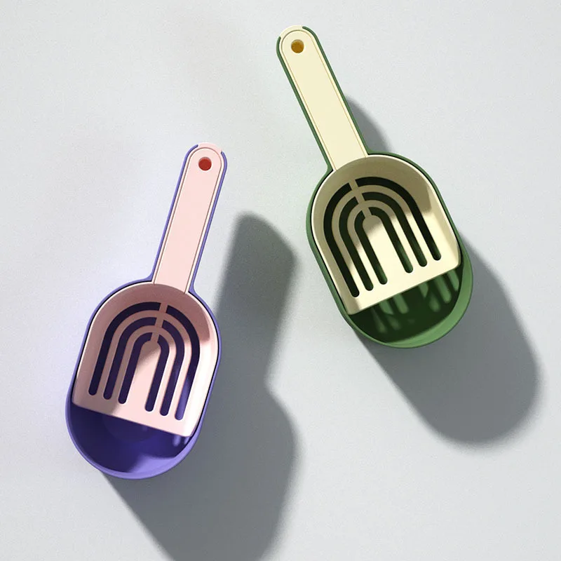 Cat Litter Scoop Set, Cat Litter Sieve Scoop with Storage Base, Thick Hanging Cat Litter Scoop, Pet Cleaning Supplies