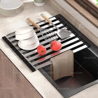 Foldable Draining Rack 304 Stainless Steel Kitchen Sink Portable Dish Drain Rack  Fruit And Vegetable Dishes Filter Shelf 1