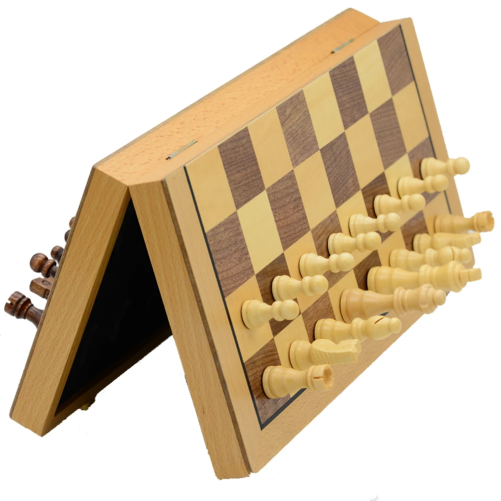 

39CM New International Chess Wooden Magnetic Folding Chessboard Double Rear Luxury Chessboard Set Interesting Table Games