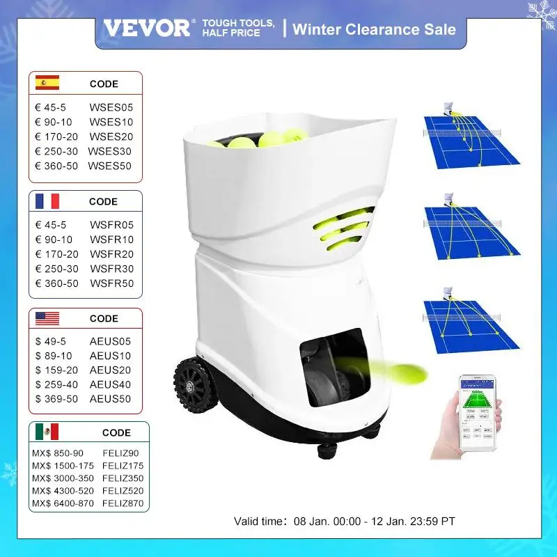 VEVORTypeTS0608TennisLauncherAutomaticBallThrowingMachine