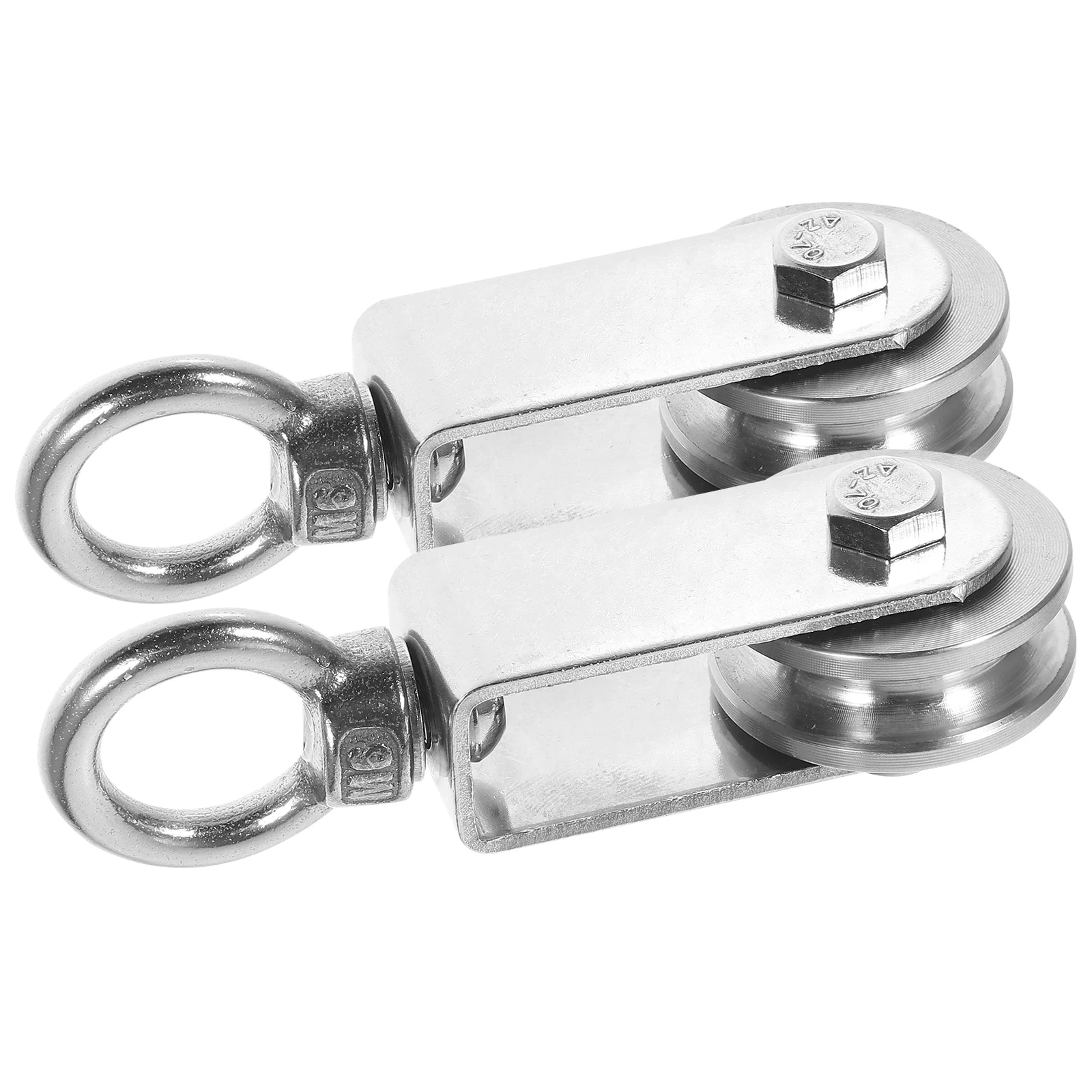 

2 Pcs Track Wheel Wire Rope Pulley Lifting Hanging Swivel Hook Single Stainless Steel Traction Wheels Block