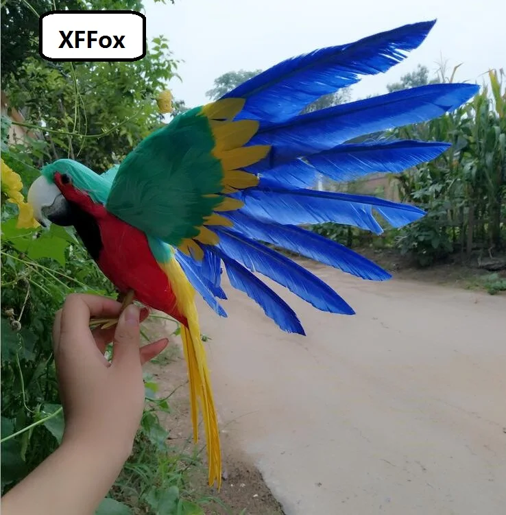 

new real life green&red wings parrot model foam&feather parrot bird gift about 30x45cm d0245