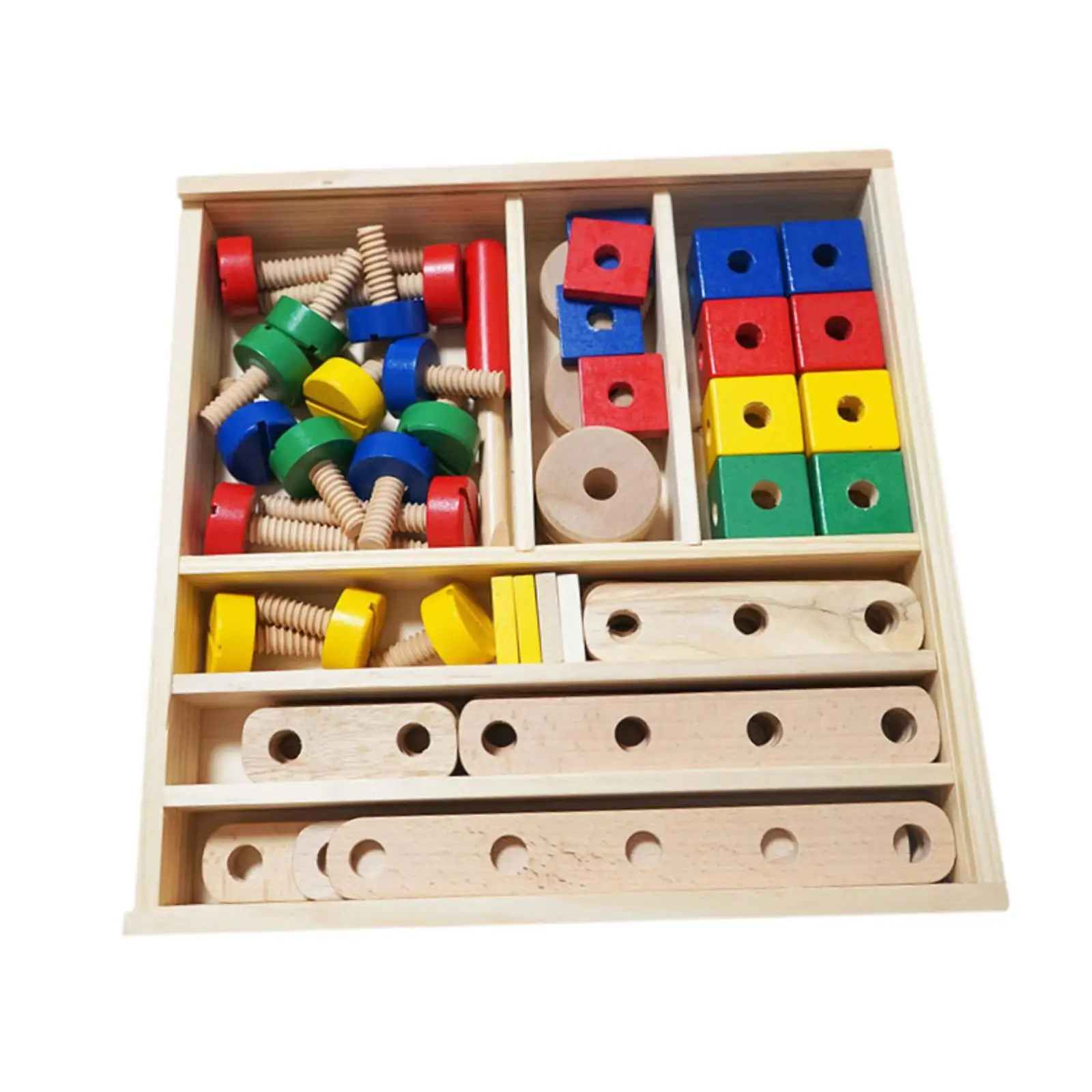 Kids Nut and Bolts Toy Wood Block Building Kit for Birthday Gift Party Toy