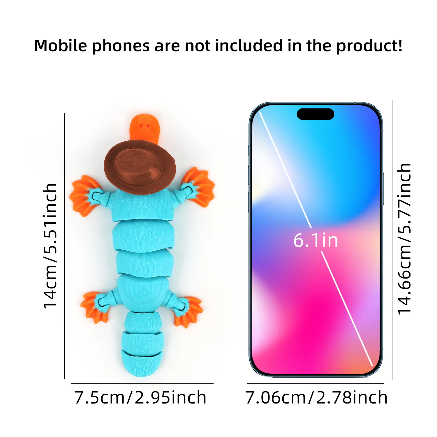 3D printed articulated platypus ornament decoration toy with hat, new unique gift figurine model 2