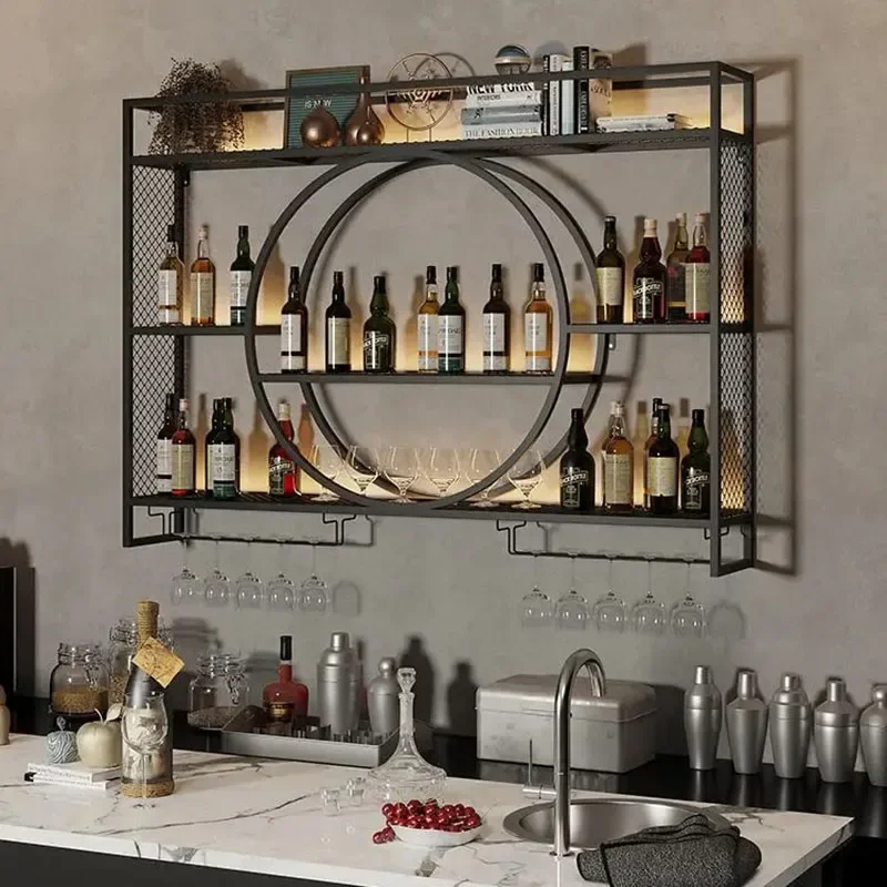 Wine Rack Coffee Bar Cabinet Shelf Bar Cabinet Designer Bottle Storage Display Bathroom Spice Rack Kitchen Organizer Bar Para Hogar Home Furniture