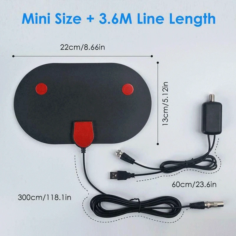 Free Shipping 4K 25DB High Gain HD TV DTV Box Digital TV Antenna 980 Miles Booster Active Indoor Aerial HD Flat Design
