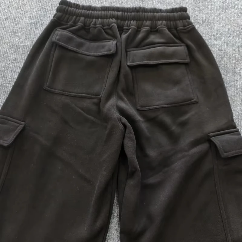 No logo Men's Casual Pants Multiple Pockets American Style Work Pants Women Low Waist Belted Straight Leg Wide Leg Pants