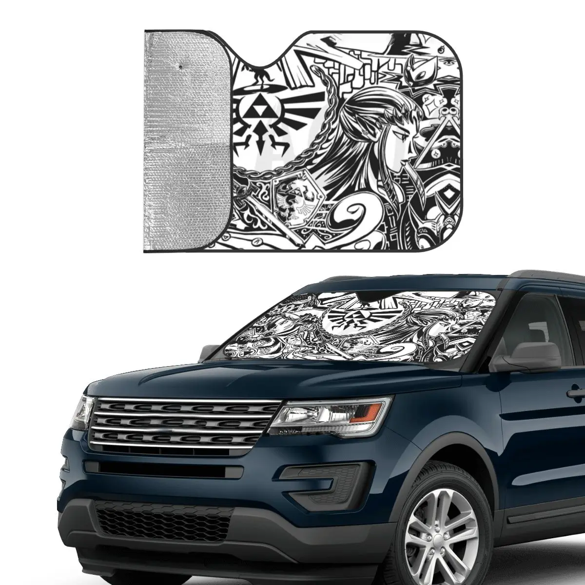 Car Windshield Sunshade Folding Window Shade Sun Visor Protector The Legend Of Zeldas Link Zelda