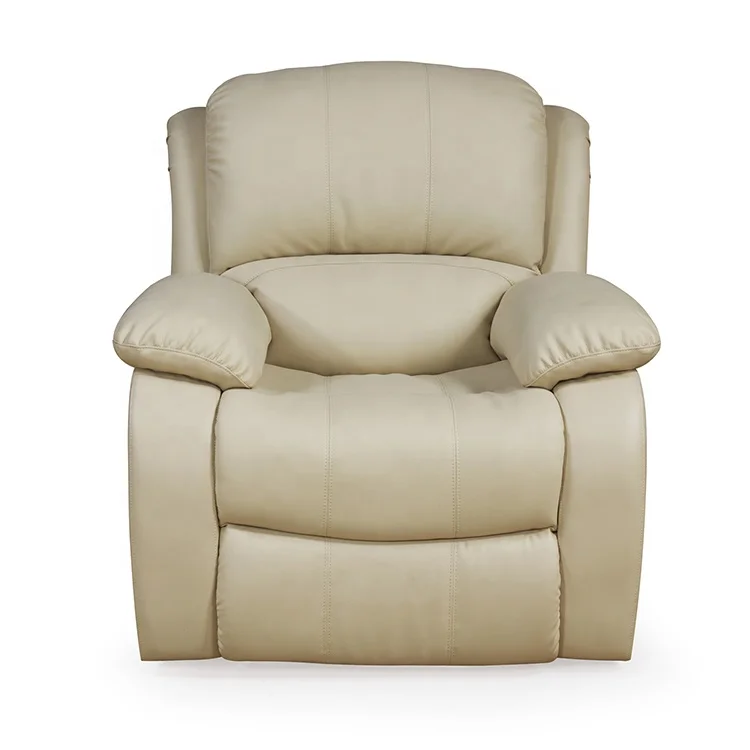 

Home furniture living room white leather single modern reclining sofa for elder people relaxing with wooden inner frame