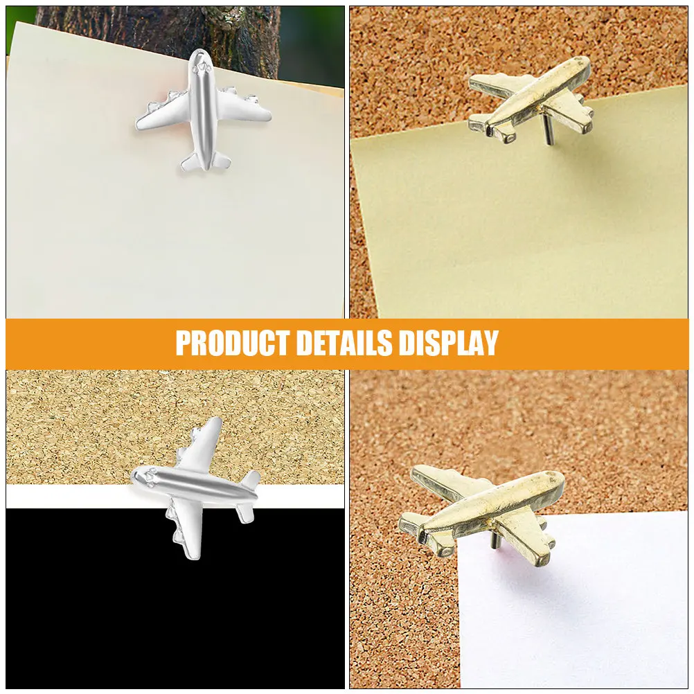 24개 금속 비행기 모양 푸시핀, 게시판, 코르크보드, 지도, 여행 사진, 사무실용 장 푸시핀
