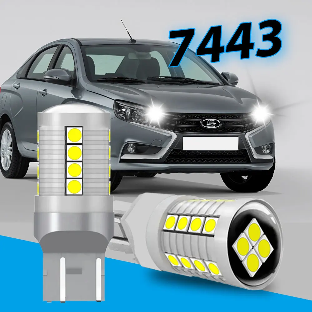

2 светодиодные лампочки T20 7440 7441 7443 7444 Srck Lada Granta Vesta Kalina Автостоянка дневные ходовые огни W21 / 5W биполярные лампы 12V - 24V
