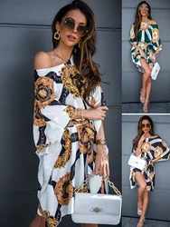 Vestido de cuello redondo de Color con estampado de moda, novedad de 2022