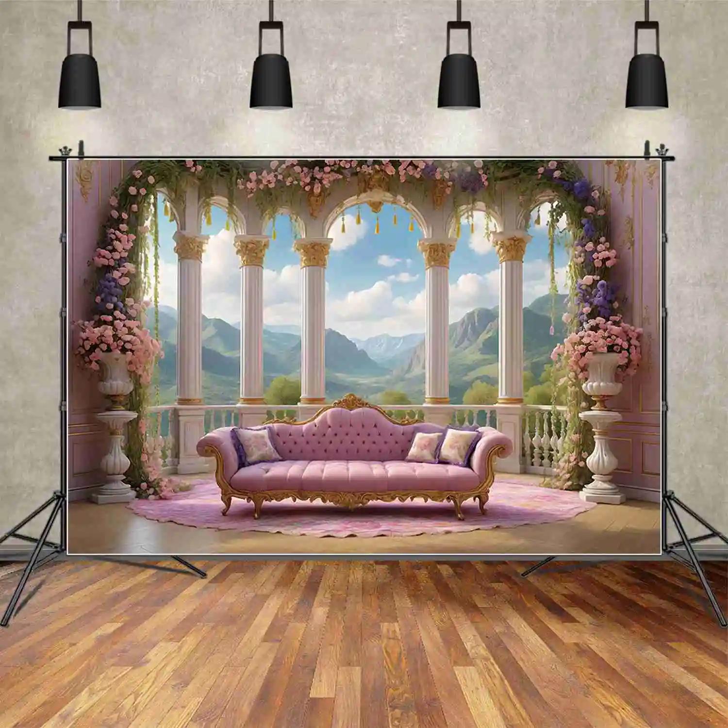 

Декорации для фотосъемки с изображением замка, дивана, принцессы, дня рождения