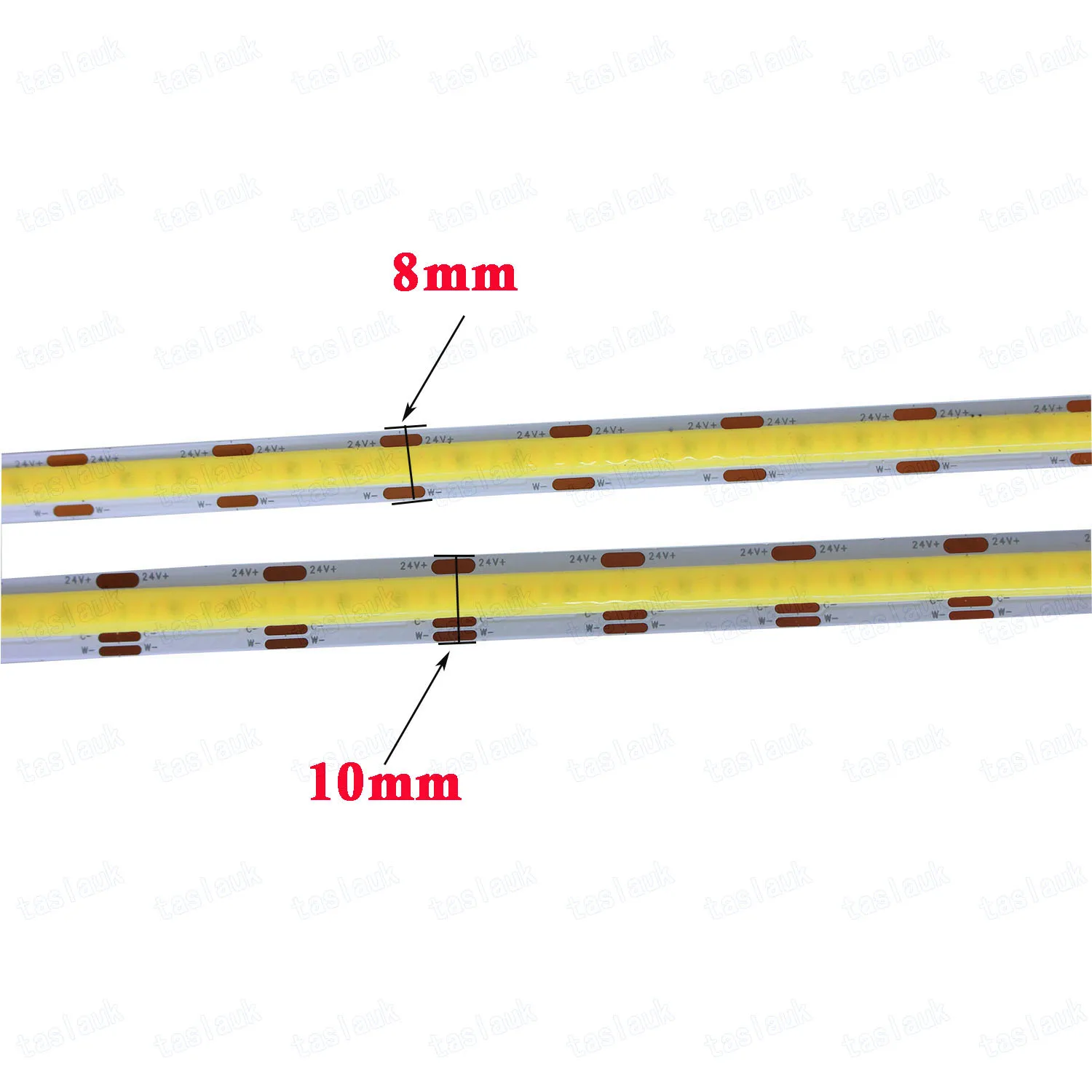 Фото Светодиодная лента FCOB CCT 5 м, 10 м, 624 светодиодов, 24 В постоянного тока, гибкая светодиодная лента COB 10 мм leuchten RA90 608 K 2700K, линейная диммируемая №3