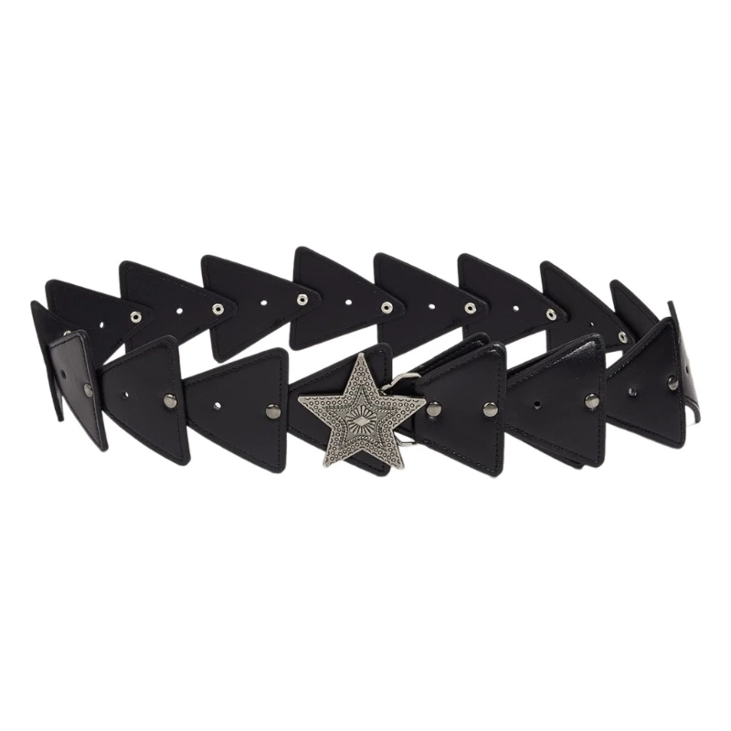 

Women Wide Waistbelt Star Hollowed PU Leather Belt for Jeans Pants Waist Decors