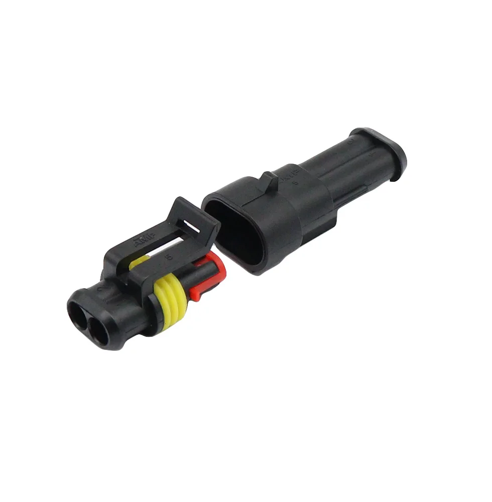 2 Pin Female Male Way AMP Super Seal Waterproof Electrical Wire Connector Plug 10 Set for Car