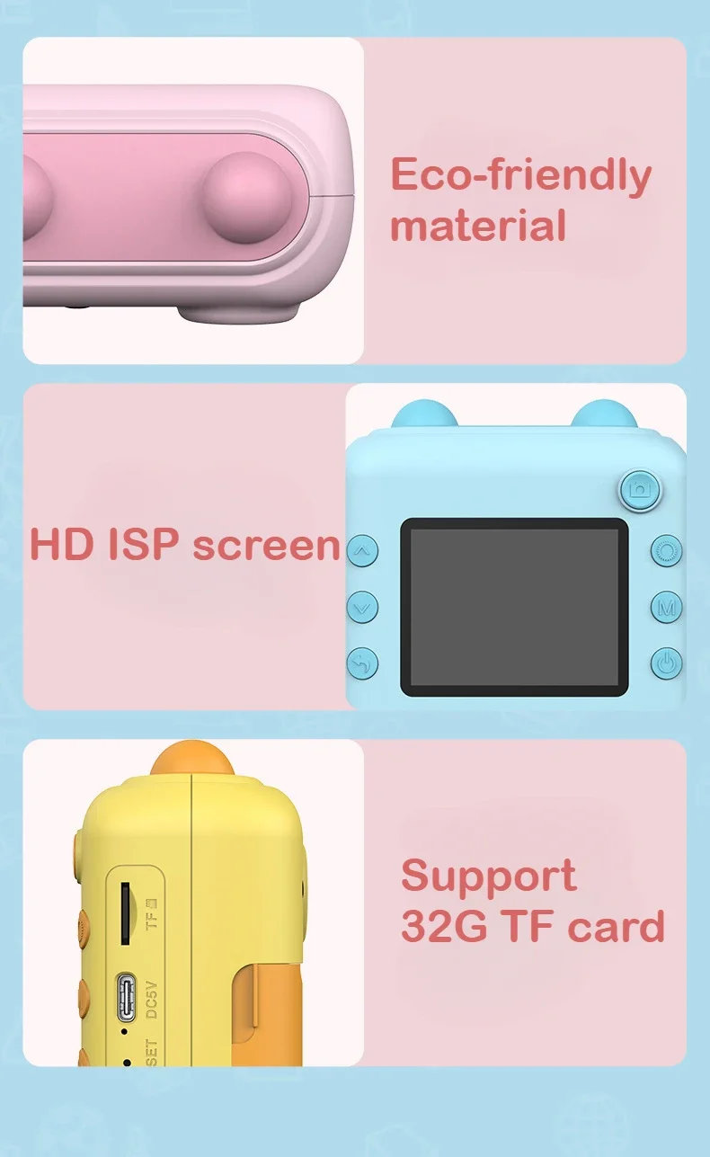 Children'S Camera Instant Shoot Photo Print Hd Digital Thermal Printer For Kids