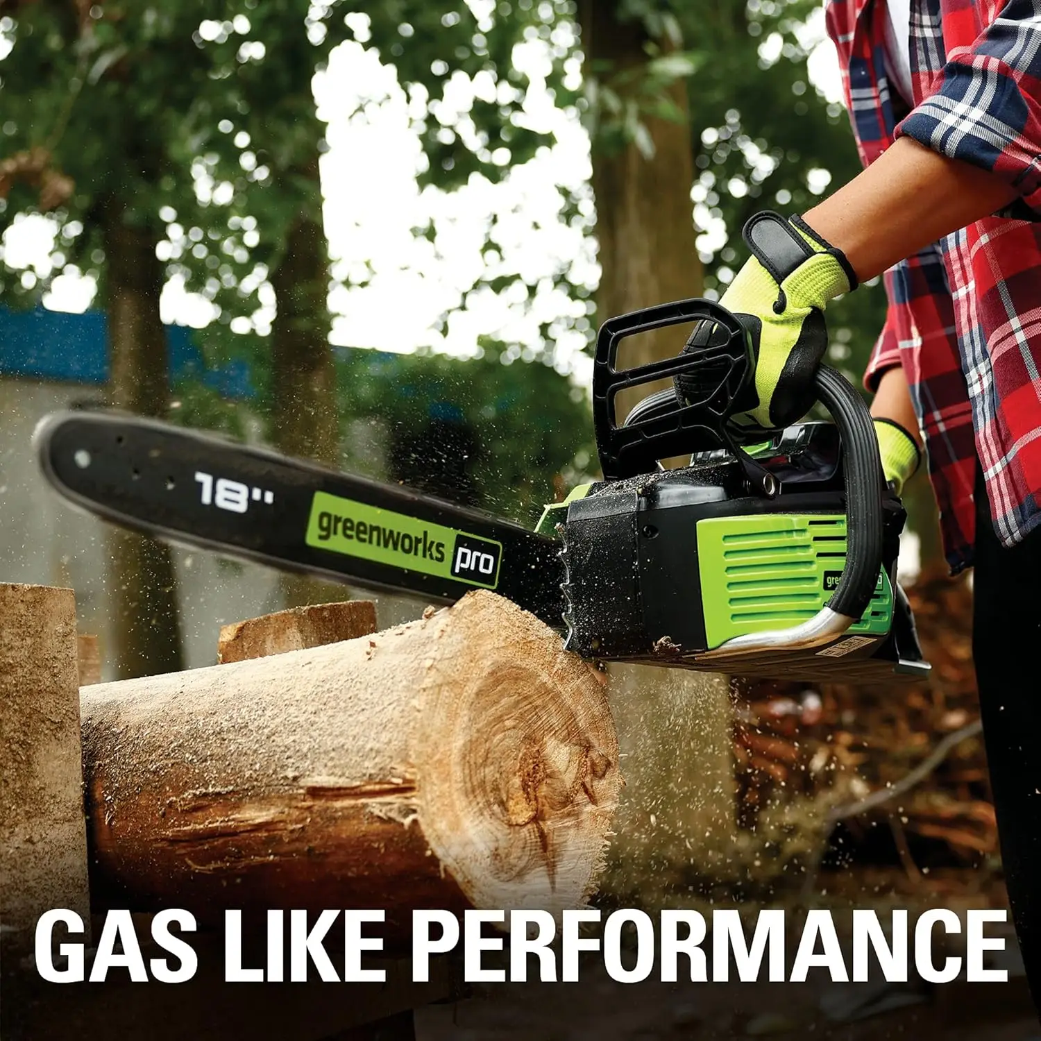 Greenworks 80V 18"" Brushless Cordless Chainsaw (Great For Tree Felling, Limbing, Pruning, And Firewood) / 75+ Compatible 4