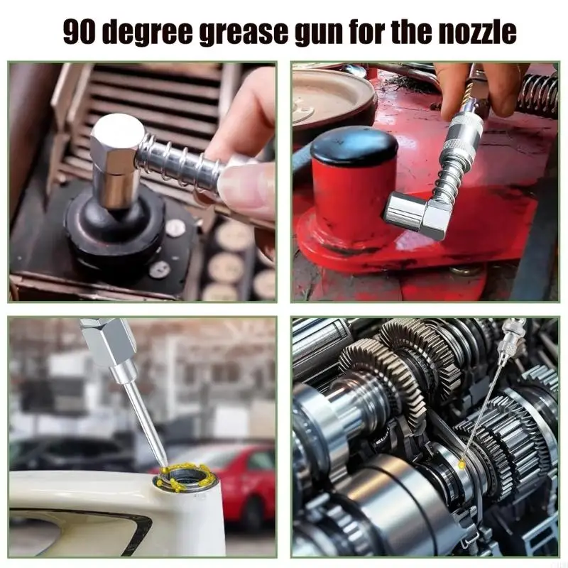 C4DD Grease Guns Needle Nozzle 90 Degree Lubrication Tool for Hard to Reach Fittings