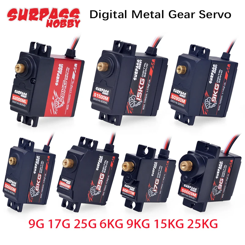 RC Servo Override Digital Mechanism 9g 17g 25g 6kg 9kg 15kg 20kg Metal Gear Micro for 1/8 1/10 RC Plane Glider Robot