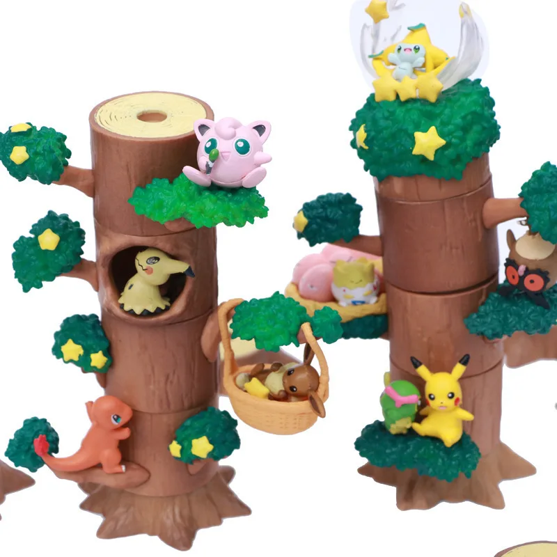 Anime Pokemon Pikachu Mokurah Celebi Bulbasaur Figure In Forest