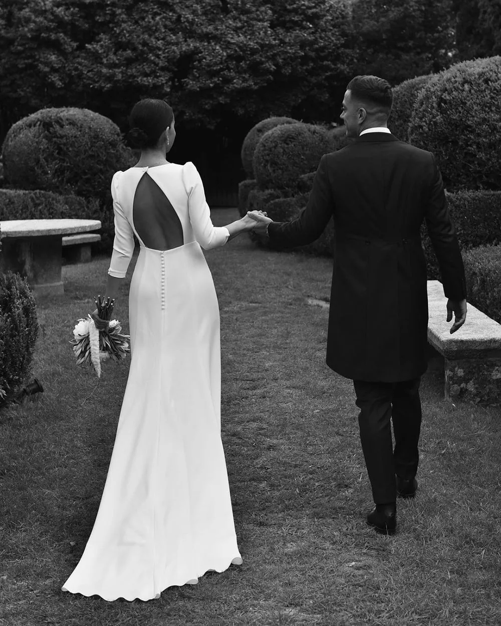 Civil Wedding Dresses 2024 Women V neck 3/4 Sleeves Backless Wedding Party DressBrides Side Slit Sexy Bridal Gowns Customized 3