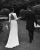 Civil Wedding Dresses 2024 Women V neck 3/4 Sleeves Backless Wedding Party DressBrides Side Slit Sexy Bridal Gowns Customized 3