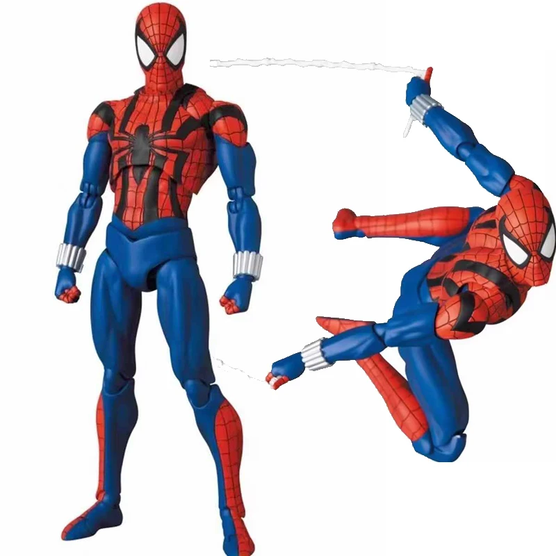 Spiderman Mafex 143 Classic Costume Anime Figure Ver Miles Morales Spider-Man Action Figure Figurine Toys Kids Xmas Gift
