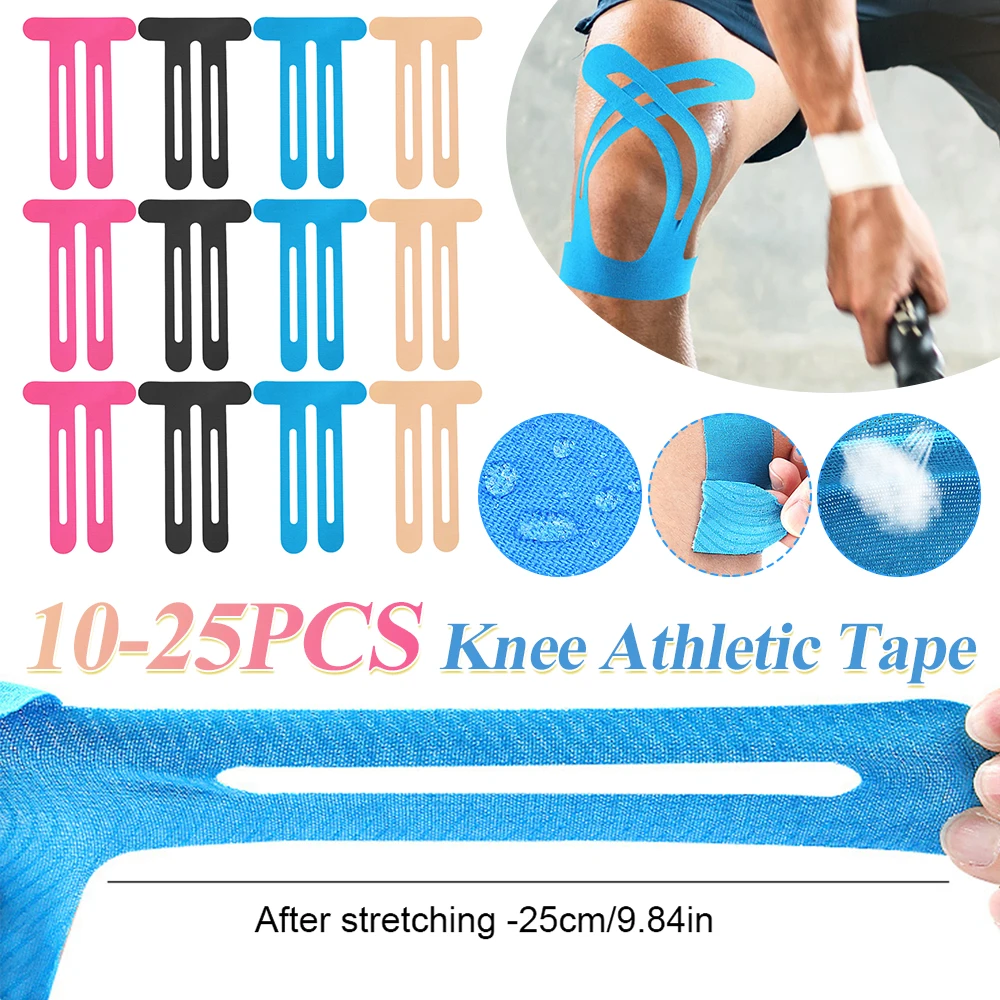 10-25Pcs Precut Kinesiology Tape Elastic Sports Protection Sport Knee Tape for Knee Support & Stability 2