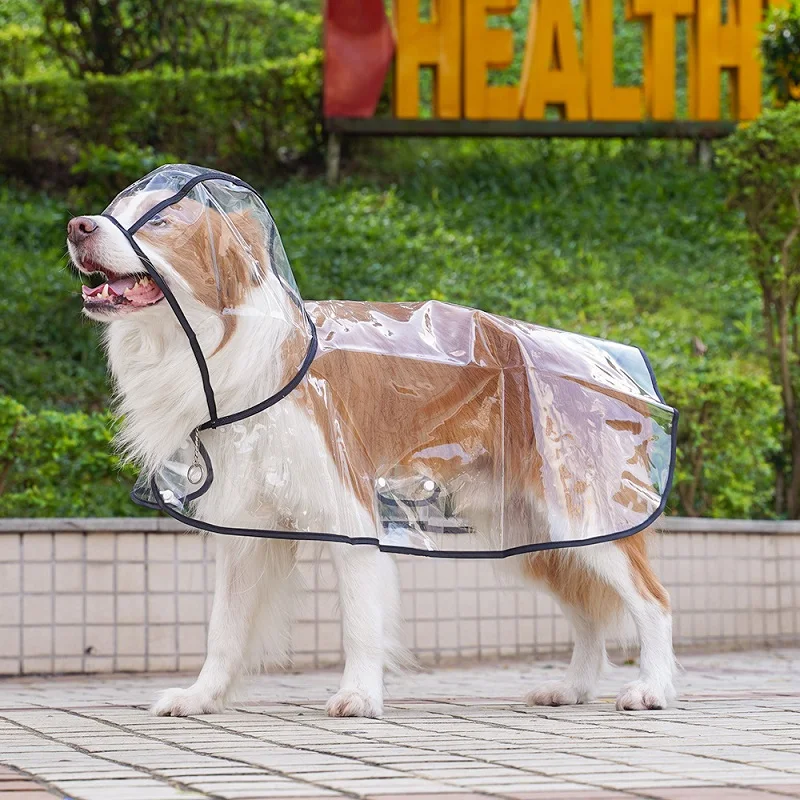 thumbnail image 1 of Chubasquero transparente para perros, chaqueta impermeable con capucha para perros pequeños, medianos y grandes, suministros para mascotas para pasear al aire libre, 1 of 5