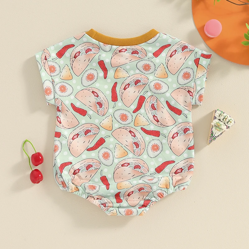 

Infant Baby Summer Jumpsuit Cartoon Chili Print Short Sleeve Romper Round Neck T-Shirt Toddler Clothes