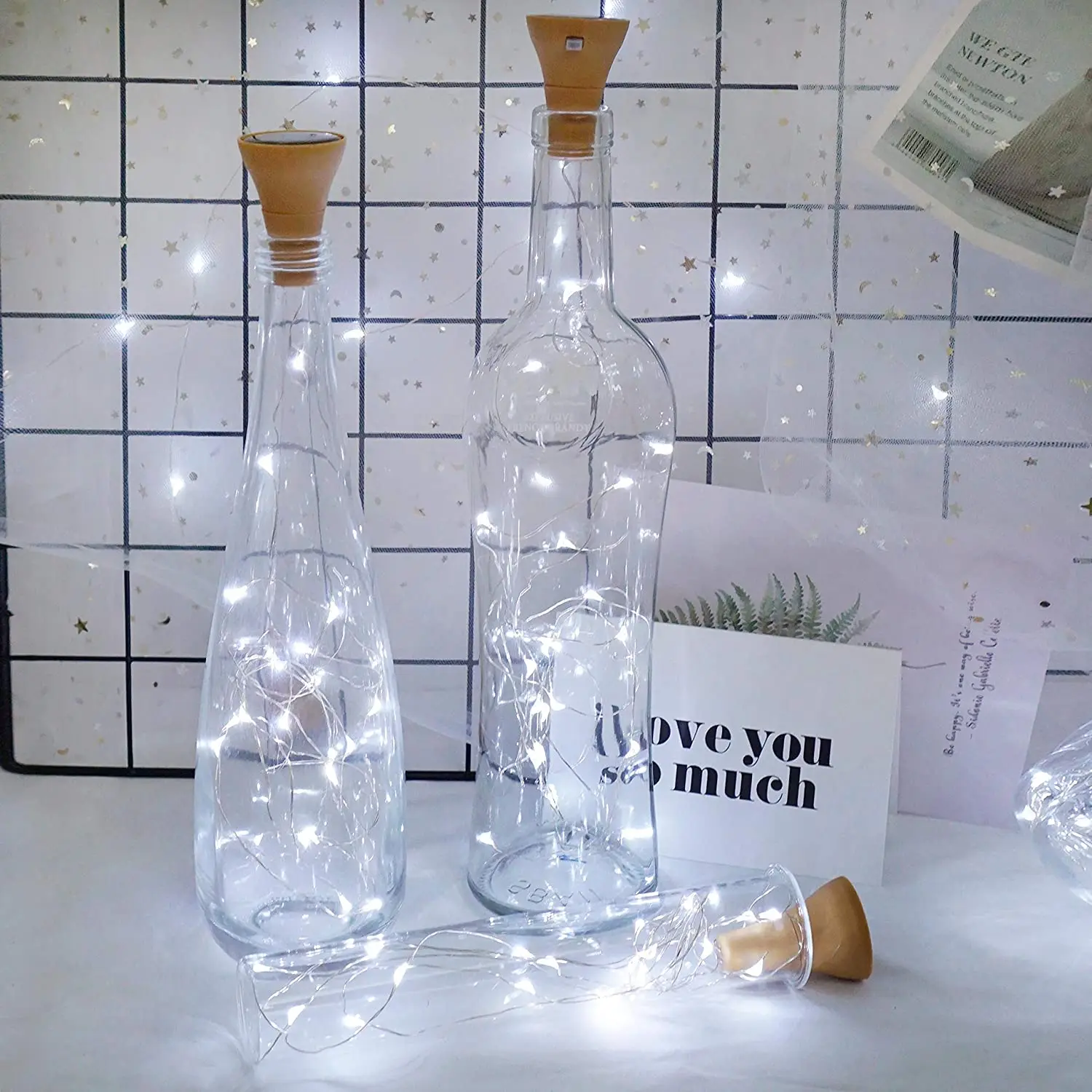 5Pcs Solar Power 10 20LEDs Wine Bottle String Light Copper Wire Fairy Lights Cork Shape Christmas Lamp For Party Garden Decor 5
