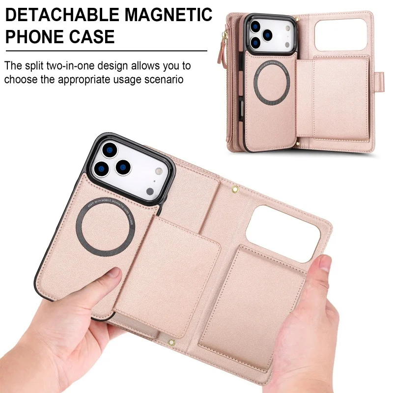 Sleek Crossbody Leather Wallet Phone Case & Zipper Card Holder Bag